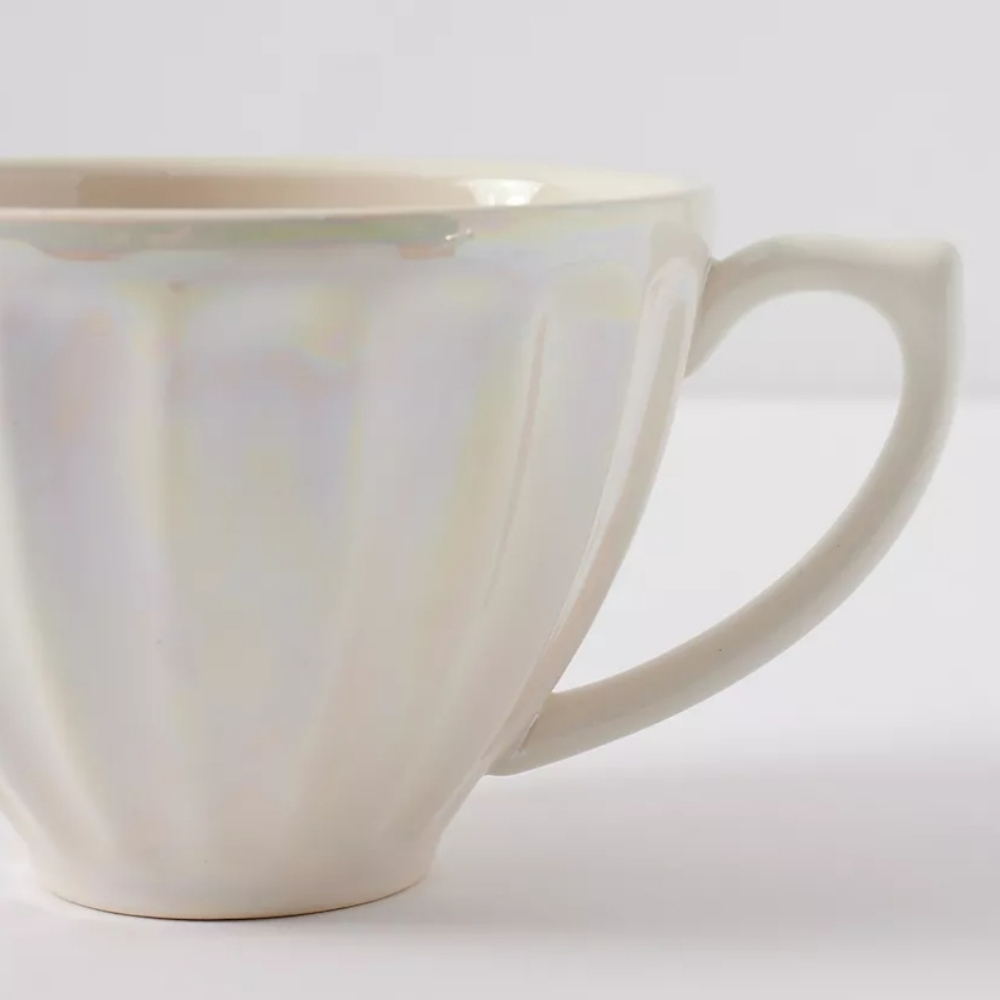 Anthropologie Luster Latte Mugs -bundle of 2- ivory/white